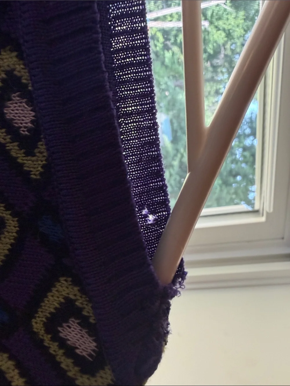 Versace Purple Geometric Diamond-Print Crewneck Sweater- see pics for flaws
